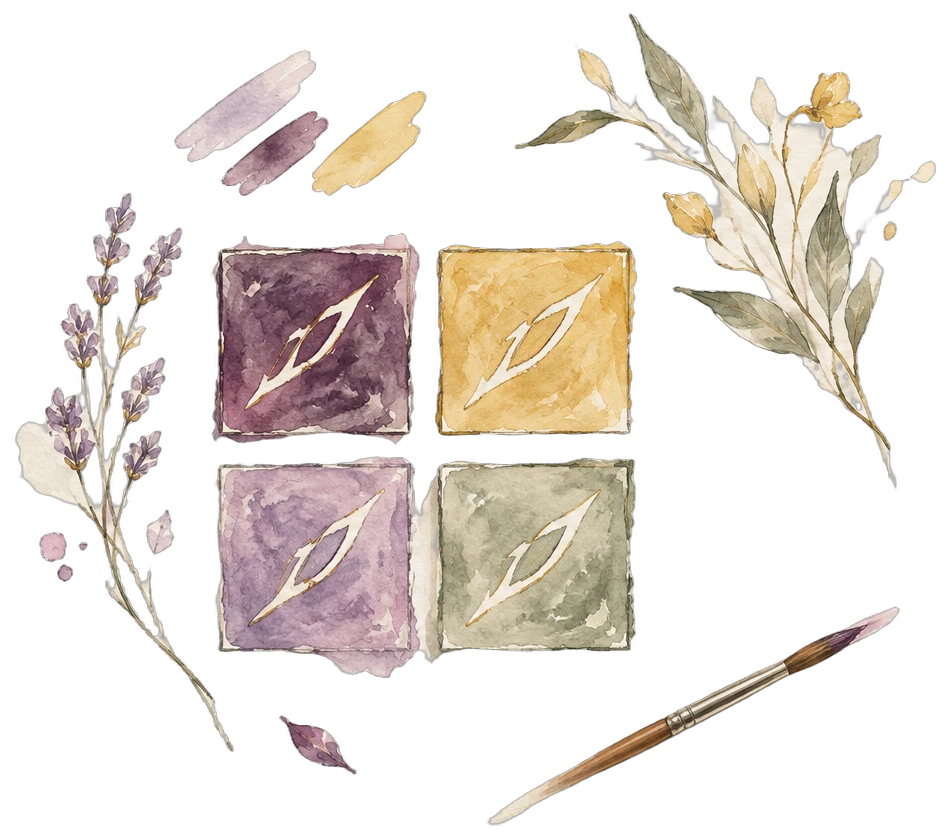 ARDEN Color-Me hand-painted watercolor palette, cutout illustration
