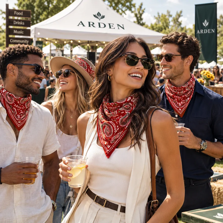 ARDEN bandana for a promotional event