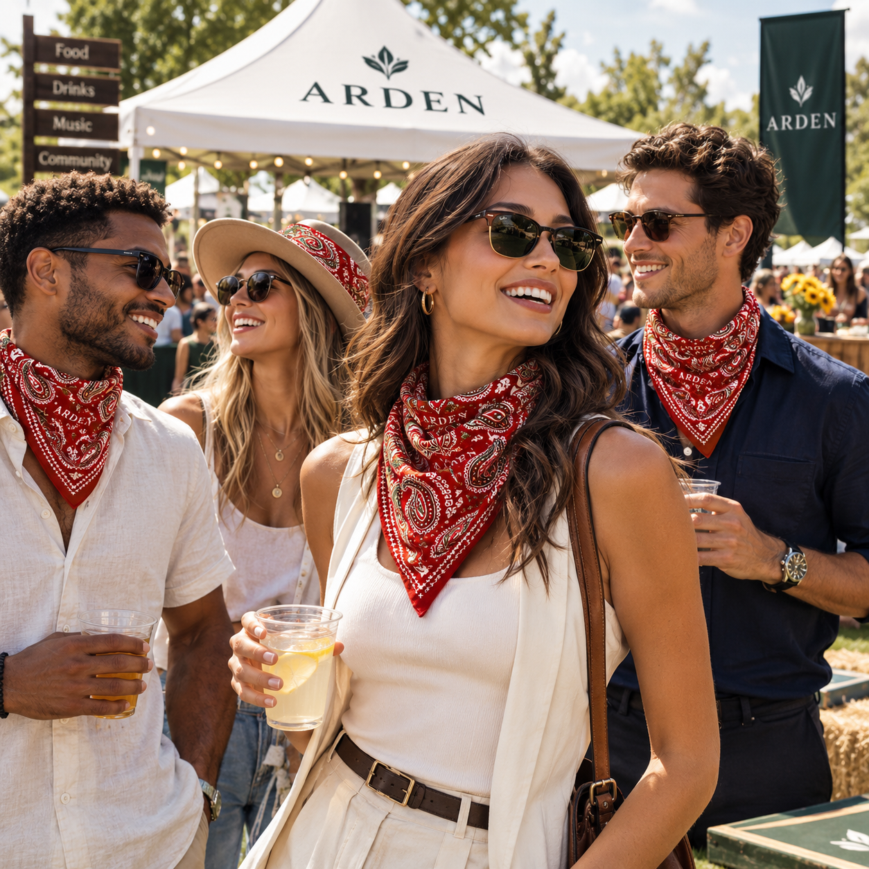 Paisley bandana at a promotional event